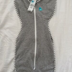Love to Dream Gray Sleep Sack with Striped Trim